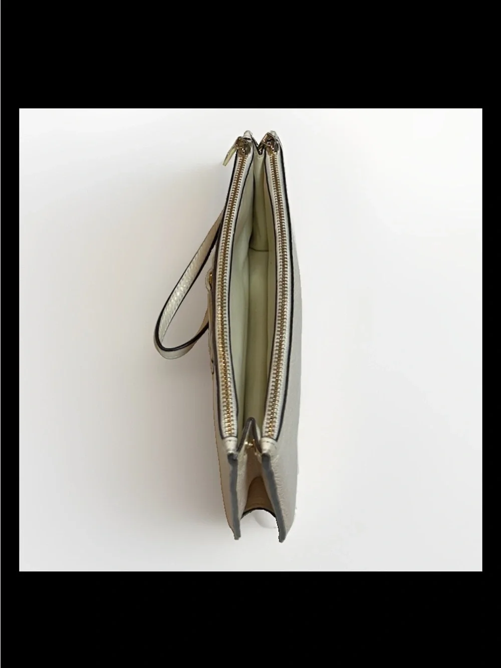 Coach Crosby Clutch with Bow, Chalk Pebbled Leather, Brass Zippers, 2015